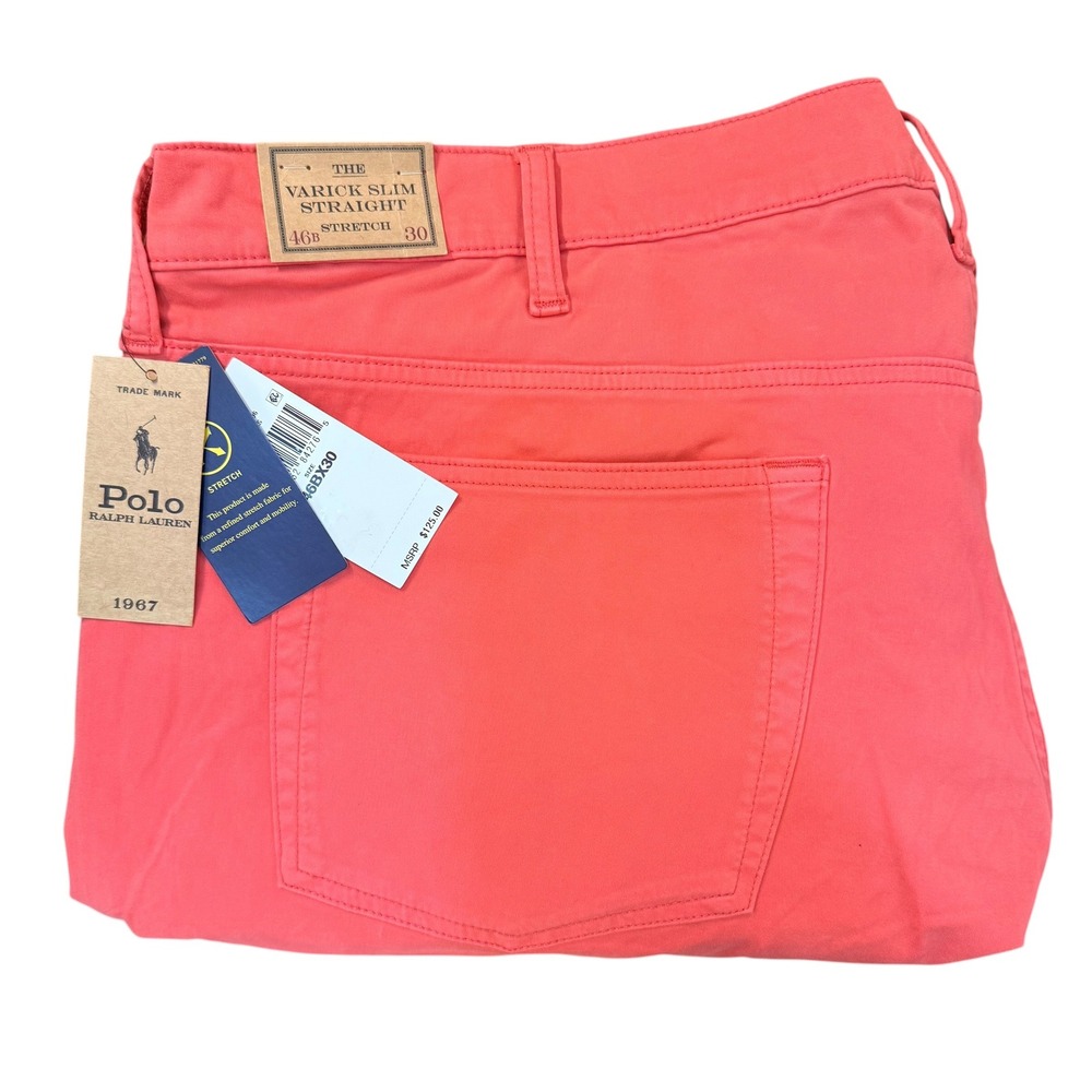 Polo Ralph Lauren Pants Mens 46B x 30 Coral Varick Slim Straight Stretch $125